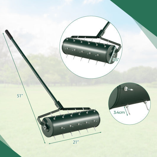 18/21 Inch Manual Lawn Aerator with Detachable Handle Filled with Sand or Stone-21 inches