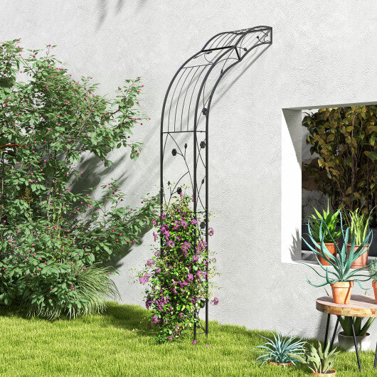 Garden Arch Arbor Trellis for Climbing Plants Roses Vines-Black