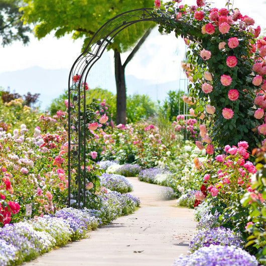 Garden Arch Arbor Trellis for Climbing Plants Roses Vines-Black