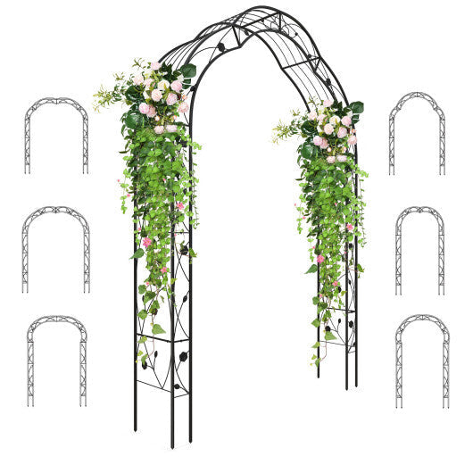 Garden Arch Arbor Trellis for Climbing Plants Roses Vines-Black