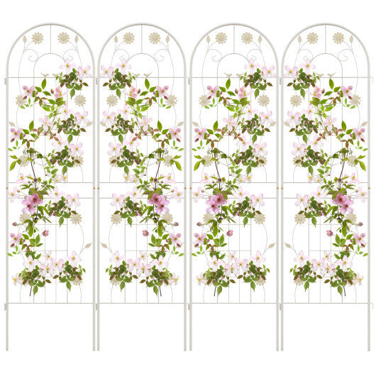 4 Pack 71 x 20 Inches Metal Garden Trellis for Climbing Plants-White