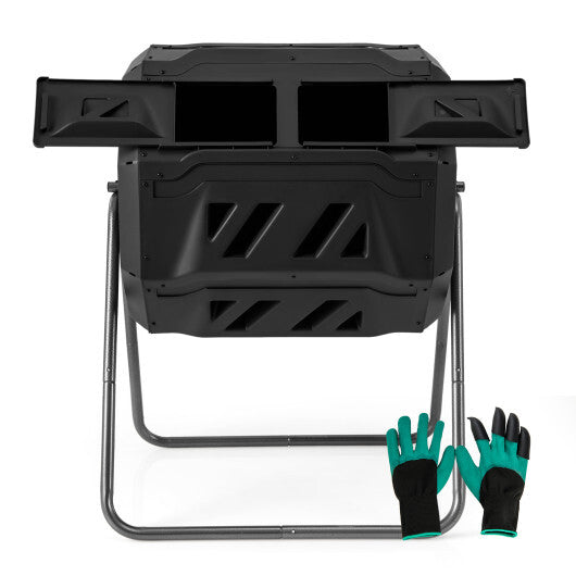 360 Rotatable Tumbling Composter with 2 Sliding Doors-Green