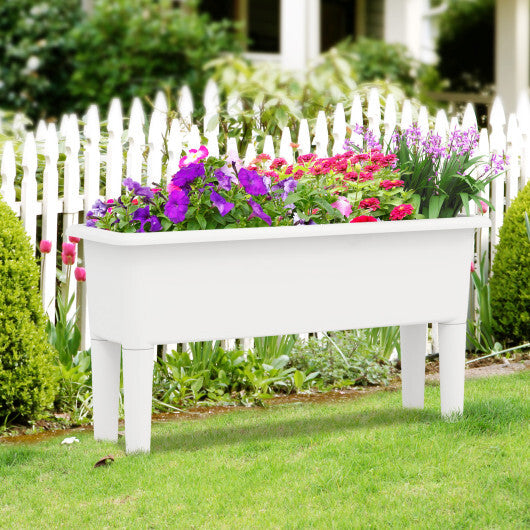 2 Pieces Raised Garden Beds Self-Watering Planter Box with Detachable Legs and Drainage Hole-Coffee
