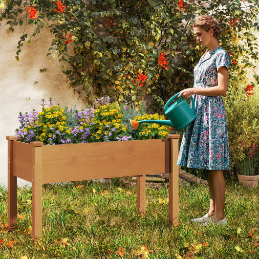 Raised Garden Bed with Legs and Drainage Holes for Backyard-Brown