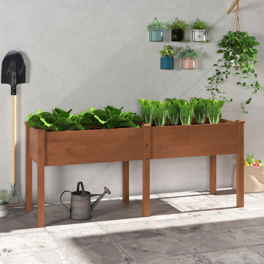 Large Raised Garden Bed with Drainage Holes and 6 Supporting Legs-Natural