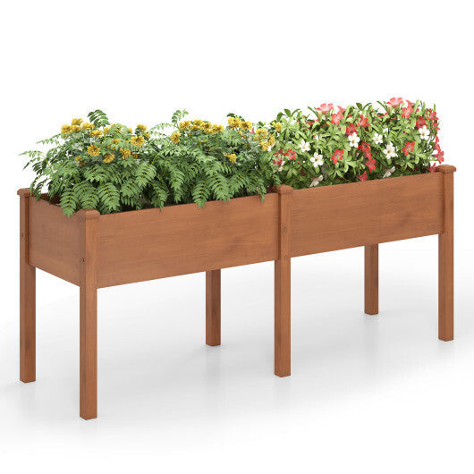 Large Raised Garden Bed with Drainage Holes and 6 Supporting Legs-Natural