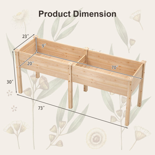 Large Raised Garden Bed with Drainage Holes and 6 Supporting Legs-Natural
