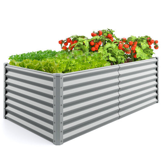 6 x 3 x 2 Feet Metal Rectangular Raised Garden Bed with Open Bottom Design-Silver