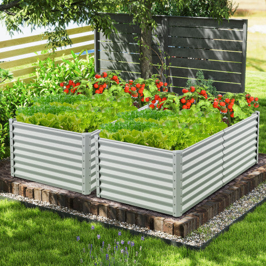 6 x 3 x 2 Feet Metal Rectangular Raised Garden Bed with Open Bottom Design-Silver