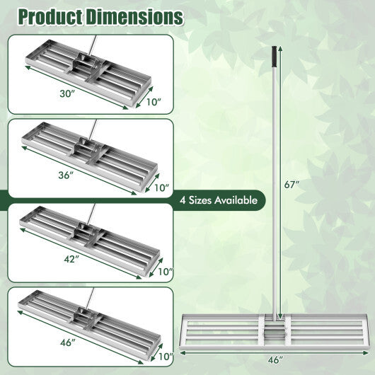 Lawn Leveling Rake 46 x 10 Inch Heavy Duty Lawn Level Tool for Soil-Black