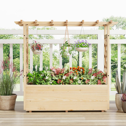 Raised Garden Bed Wooden Elevated Planter Box with Hanging Roof-S