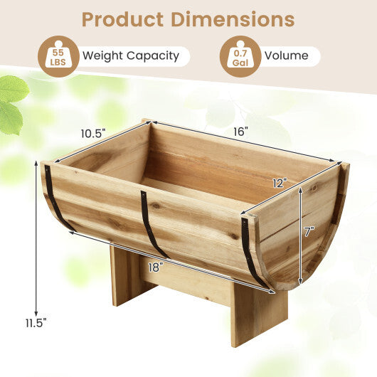 Outdoor Wooden Planter with Legs for Flower Herb Vegetable Fruit - Color: Natural