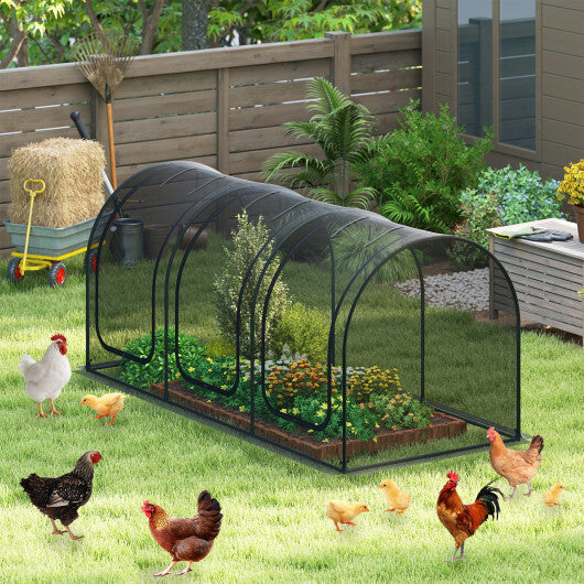 Tunnel Crop Cage Large Portable Plant Protection Tent with 3 Roll-up Zippered Doors