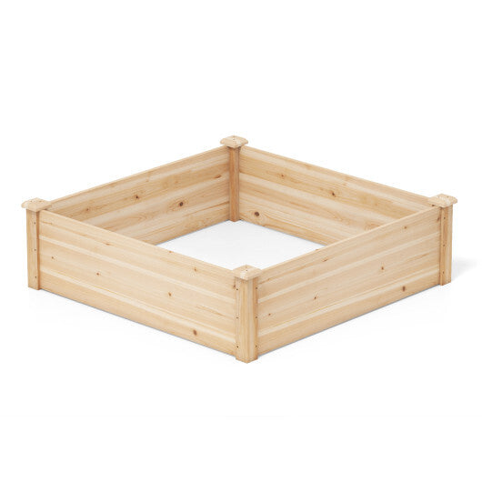 40" x 40" Outdoor Wood Raised Garden Bed-Natural