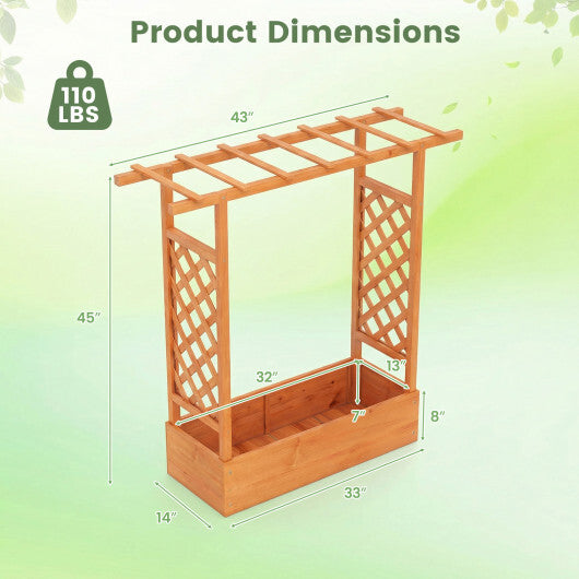 45 inch Tall Wooden Raised Garden Bed with Side Trellis and Hanging Roof-Orange