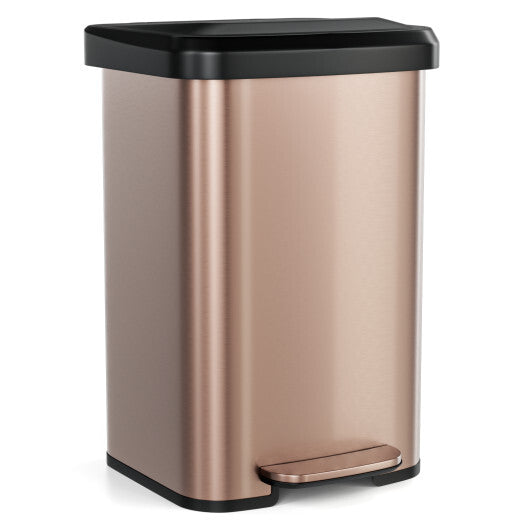 13.2 Gallon Step Trash Can with Soft Close Lid and Deodorizer Compartment-Silver