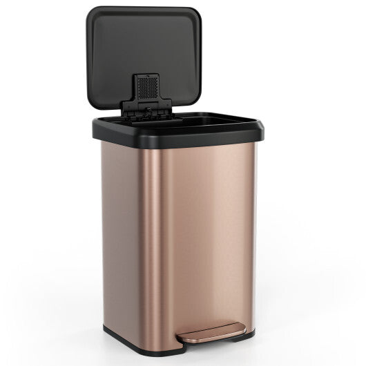 13.2 Gallon Step Trash Can with Soft Close Lid and Deodorizer Compartment-Silver