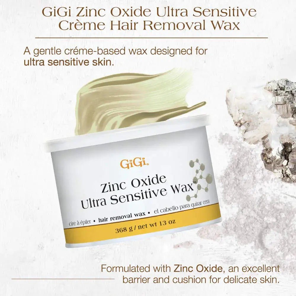 GiGi Zinc Oxide Ultra Sensitive Hair Removal Wax, Gentle and on Extra-Delicate Skin, 13 oz., 1-pc 13 Ounce (Pack of 1)