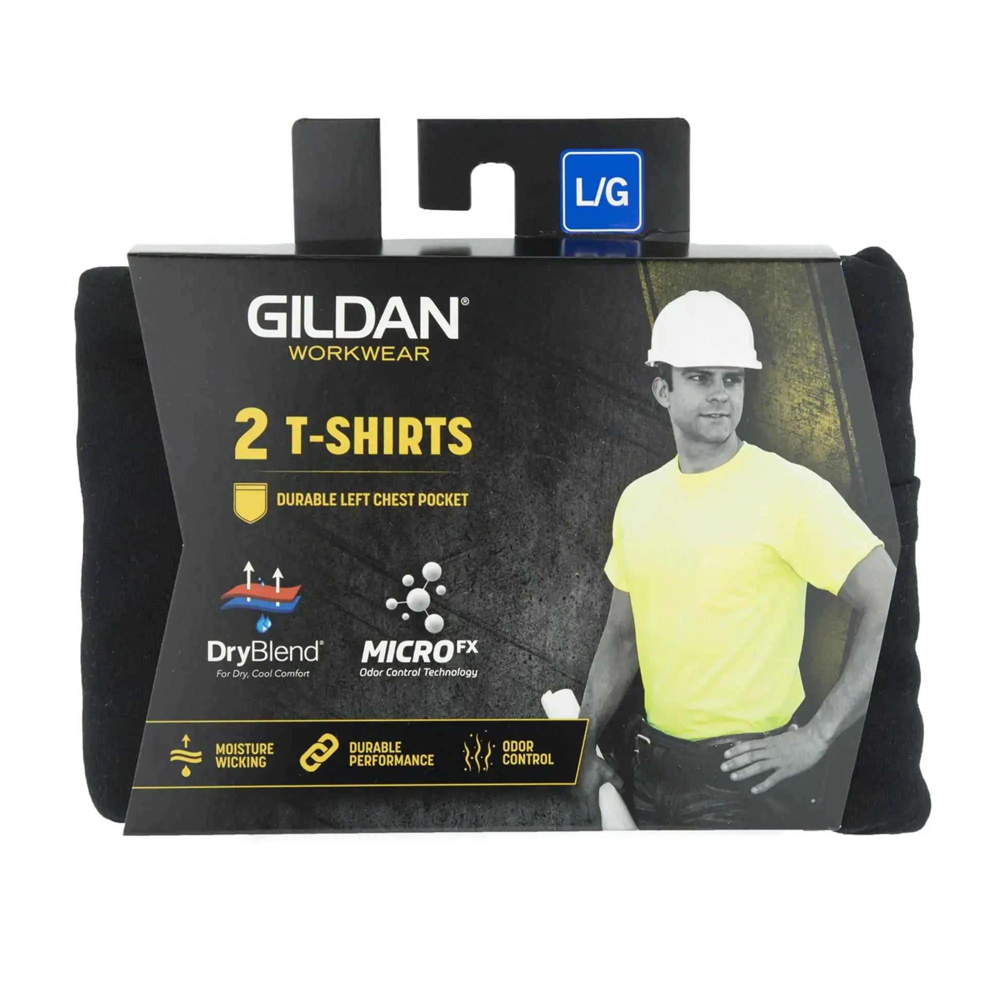 Gildan Adult DryBlend Workwear T-Shirts with Pocket, 2-Pack 3X-Large Black