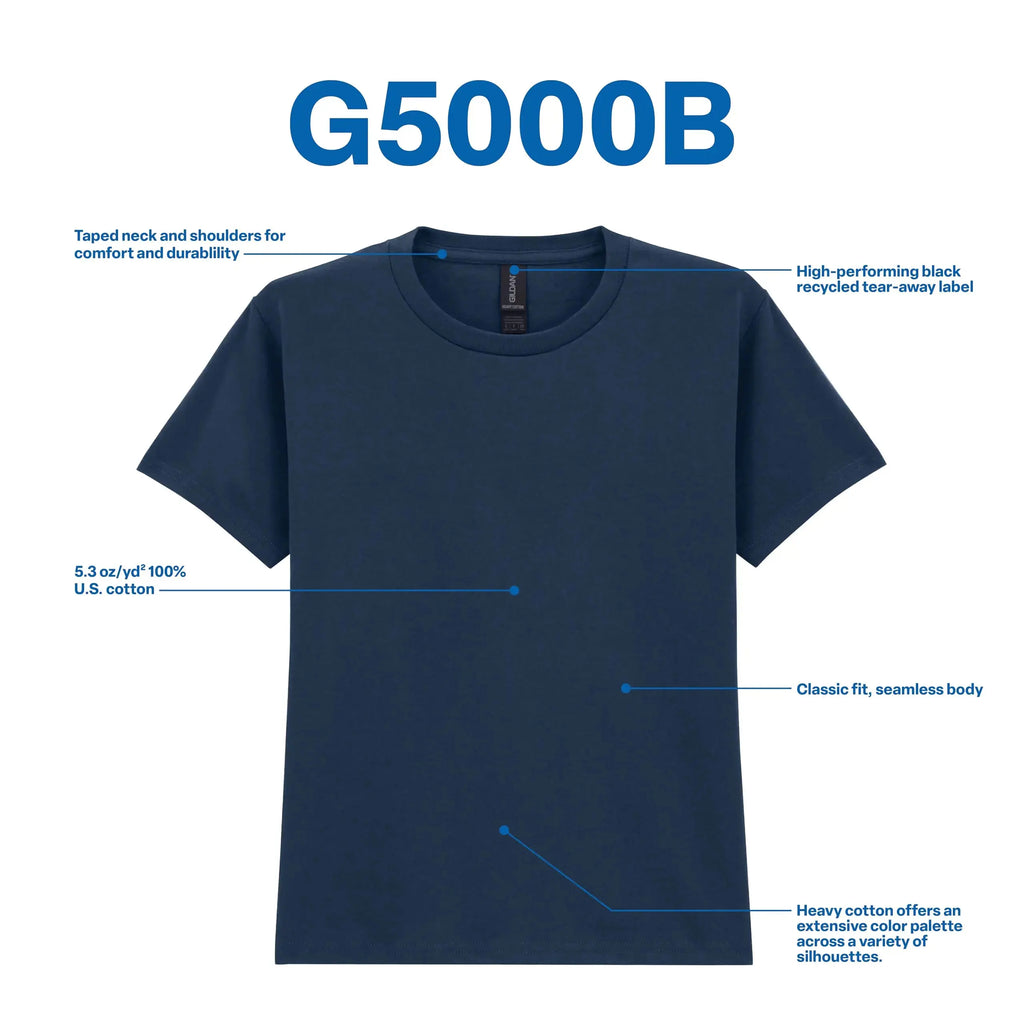 Gildan Youth Heavy Cotton T-Shirt, Style G5000B, 2-Pack X-Large White