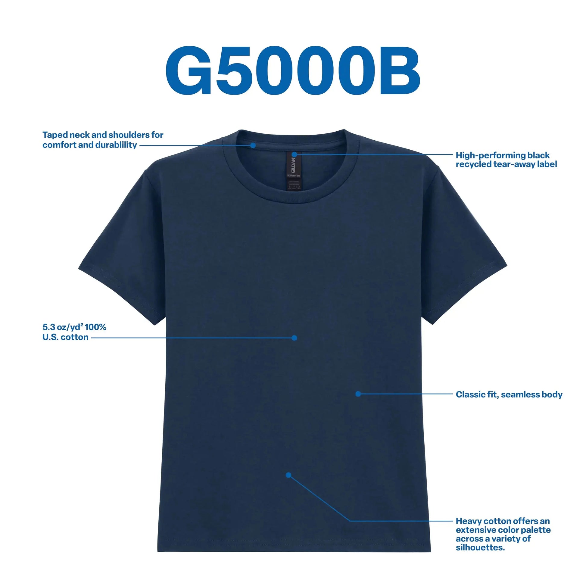 Gildan Youth Heavy Cotton T-Shirt, Style G5000B, 2-Pack X-Large White