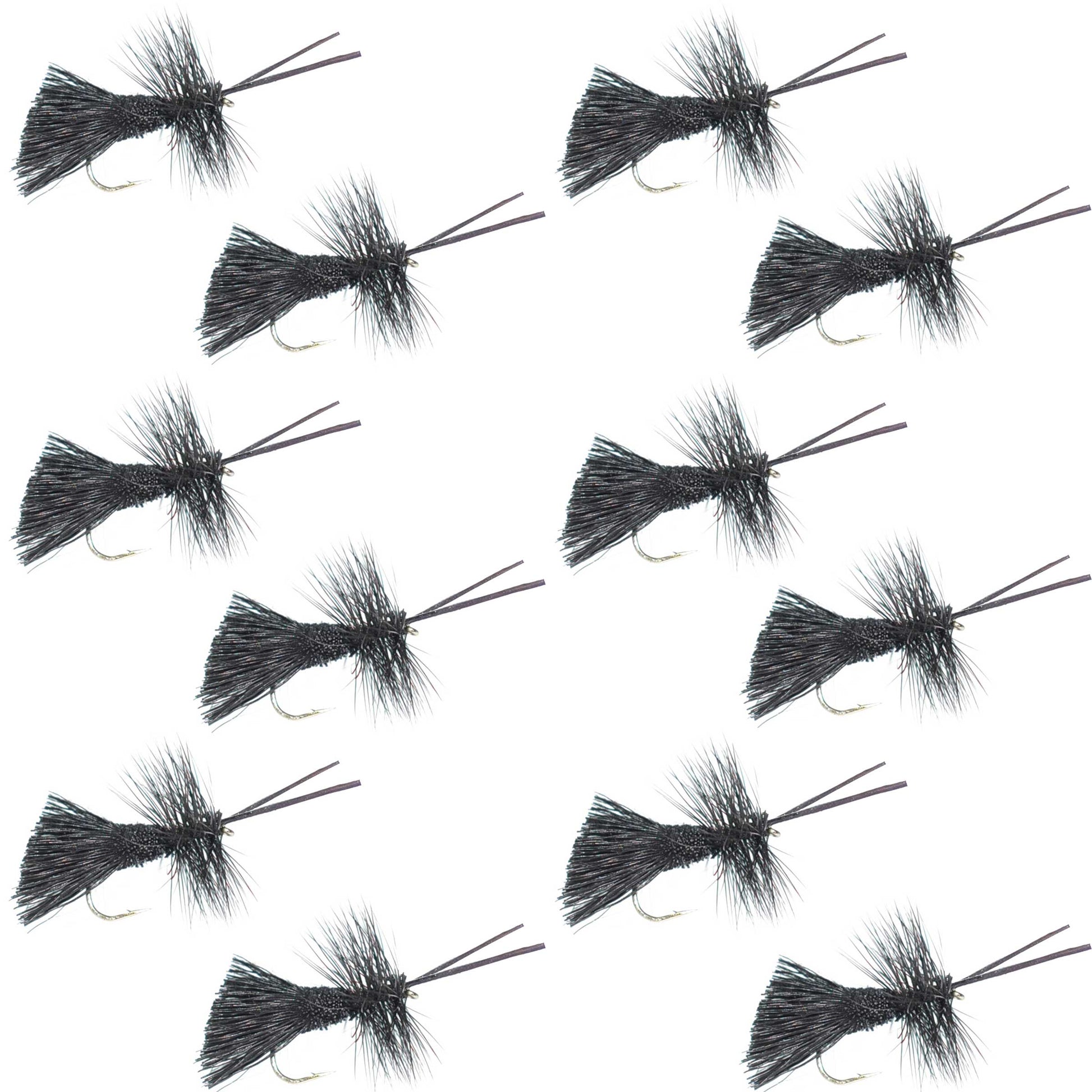 Goddard Caddis Black Dry Fly - 12 Flies Hook Size 16