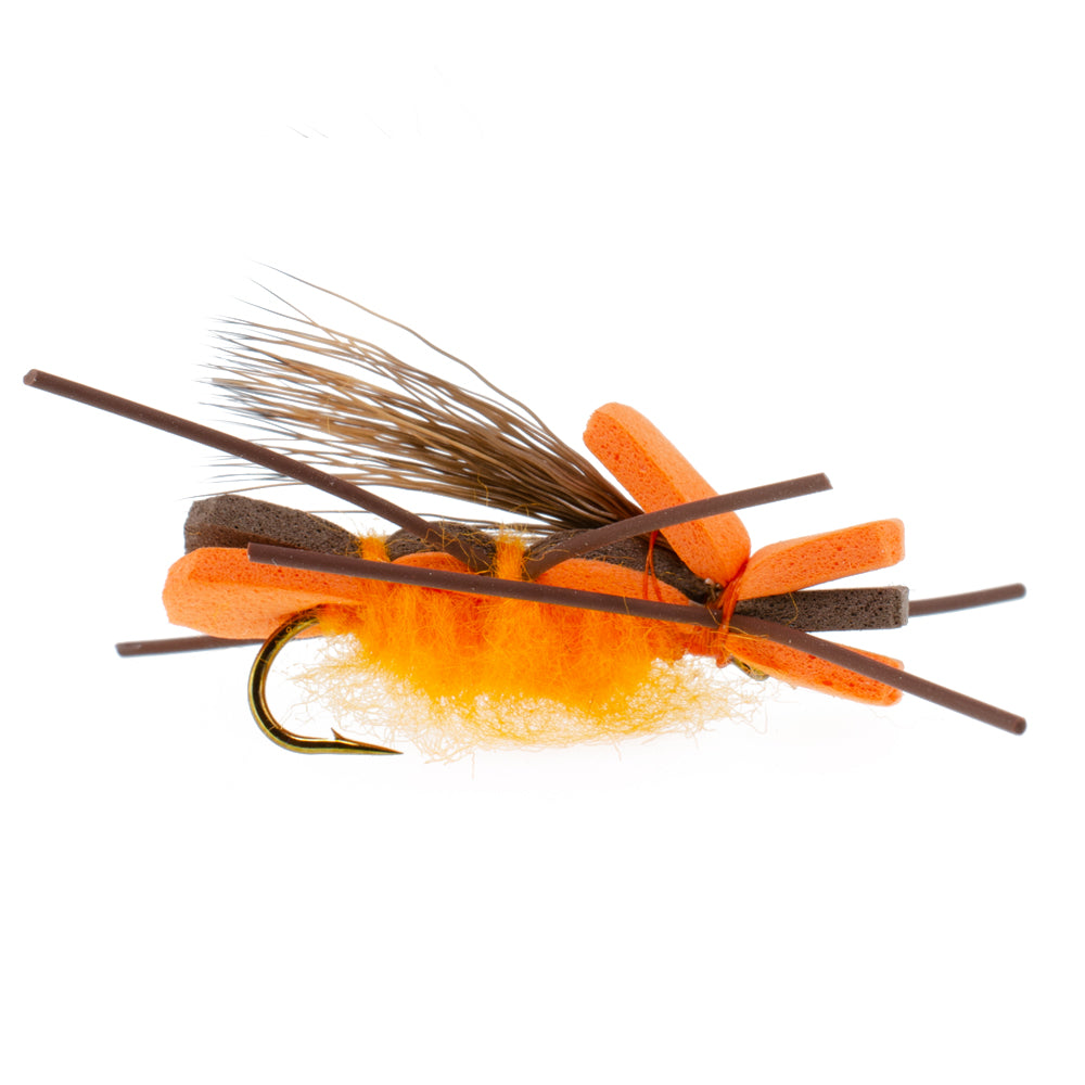 Foam Hopper Fly Fishing Flies Assortment - 12 Flies - 2 Each of 6 Grasshopper Dropper Hopper with Fly Box