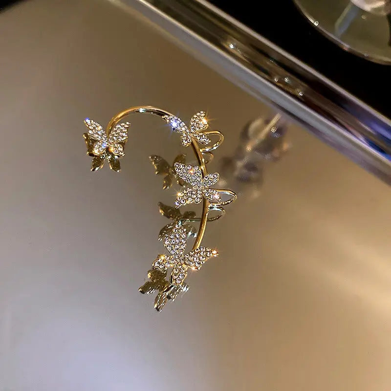 Gold Plated Metal Butterfly Ear Clip