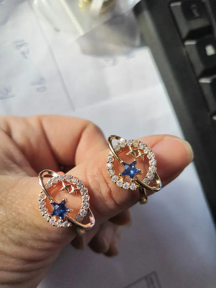 Gold Plated Planet Star Ring with Adjustable Band