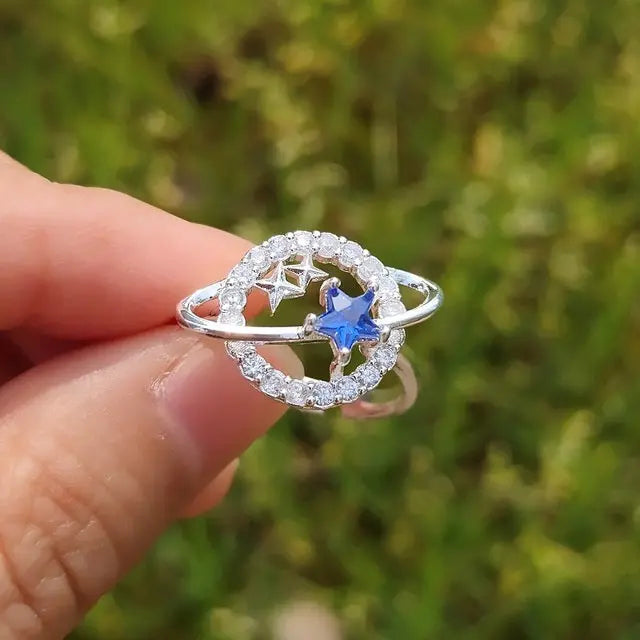 Gold Plated Planet Star Ring with Adjustable Band