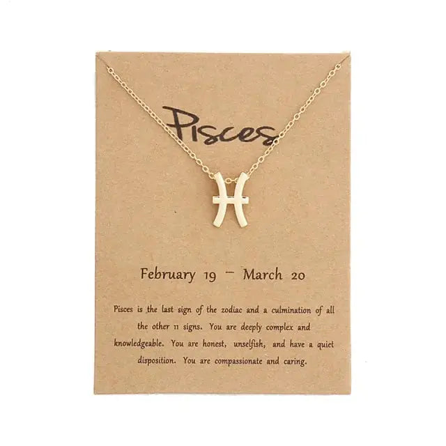 Gold Zodiac Pendant Necklace For Women