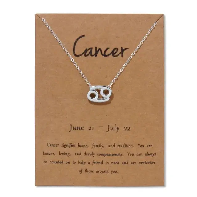 Gold Zodiac Pendant Necklace For Women
