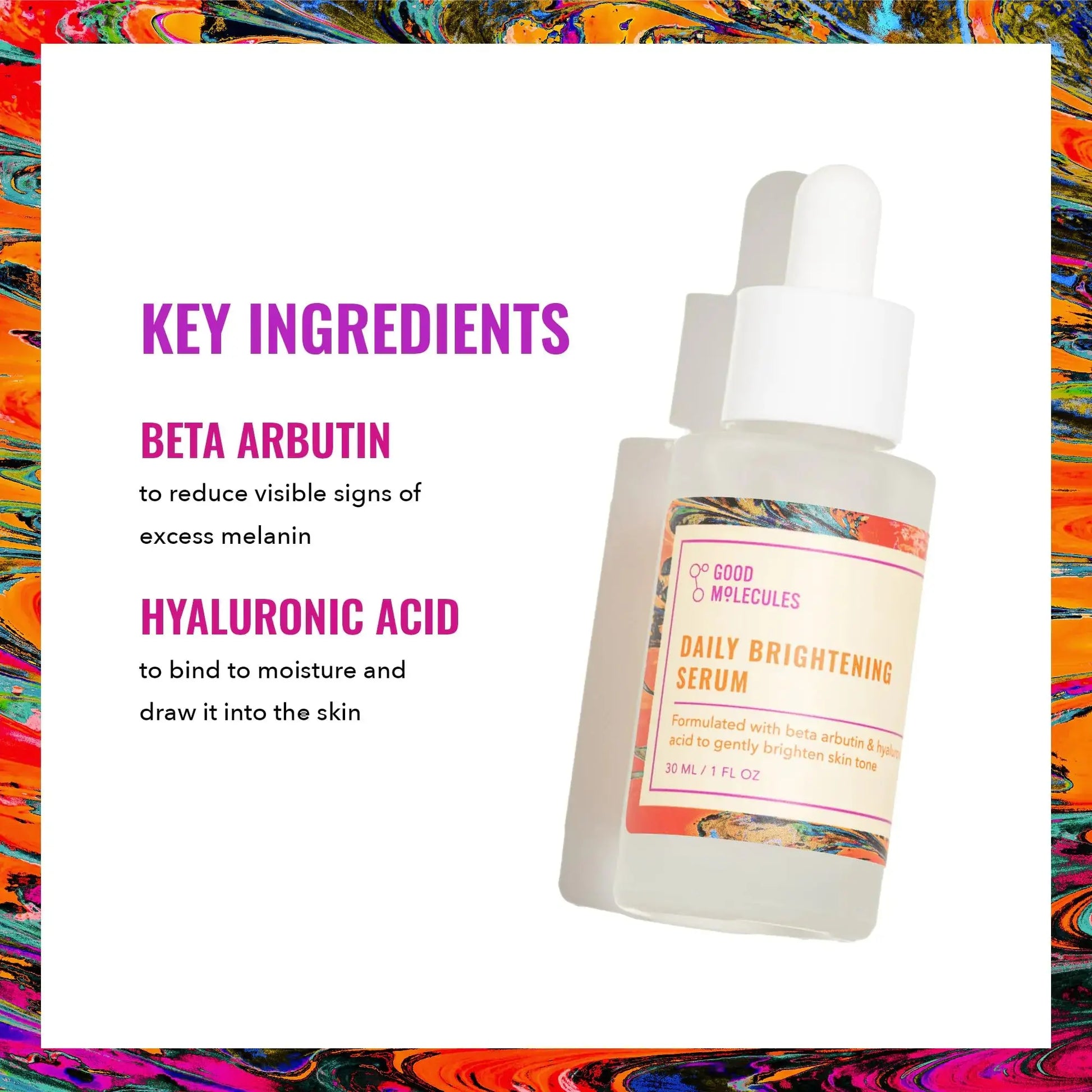 Good Molecules Daily Brightening Serum - Hydrating Facial Serum with Beta Arbutin and Hyaluronic Acid to Moisturize