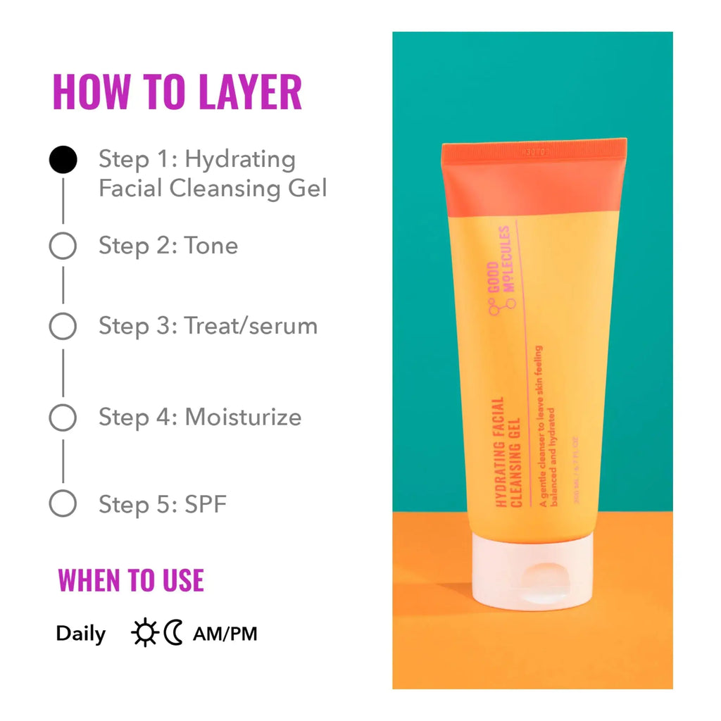 Good Molecules Hydrating Facial Cleansing Gel - Face Wash with Rosewater and Pineapple - Skincare for Face
