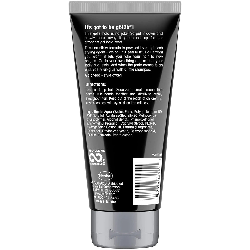 Got2B Ultra Glued Invincible Styling Gel 2 - 6 oz tubes + 1 Travel 1.25 oz tube Styling Gel + Travel 1 Fl Oz (Pack of 1)