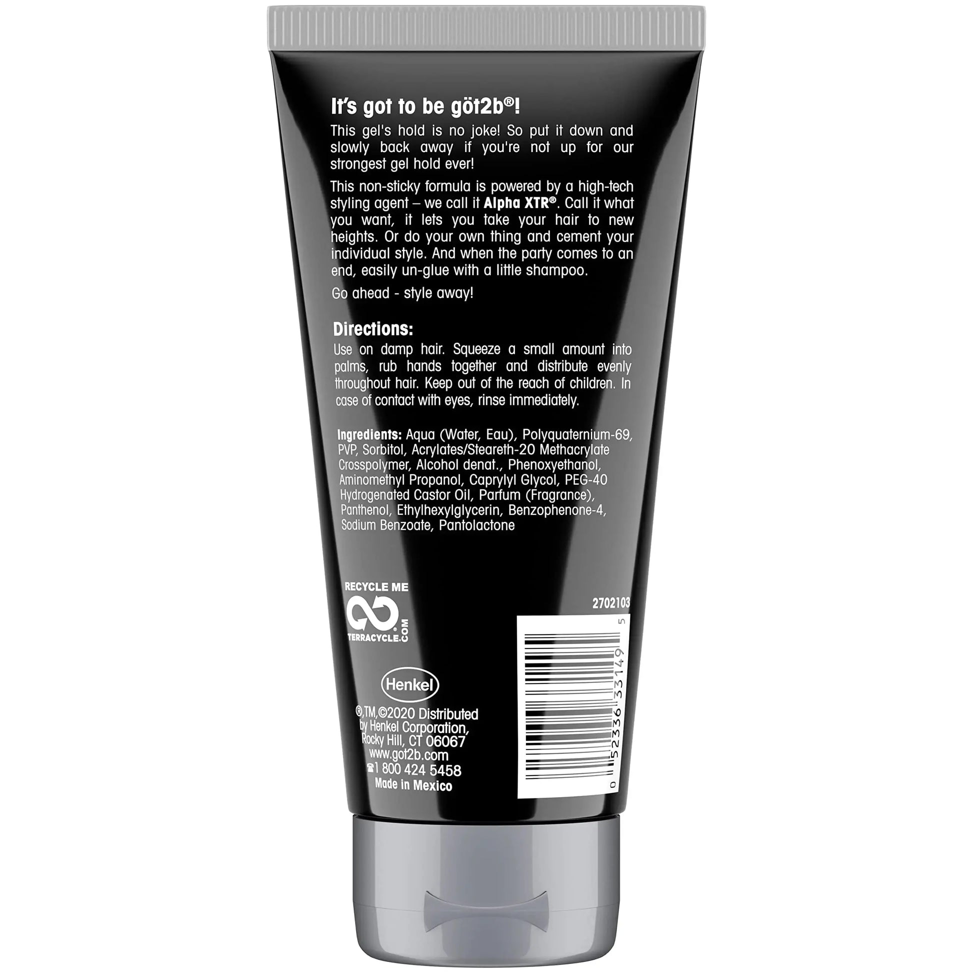 Got2B Ultra Glued Invincible Styling Gel 2 - 6 oz tubes + 1 Travel 1.25 oz tube Styling Gel + Travel 1 Fl Oz (Pack of 1)