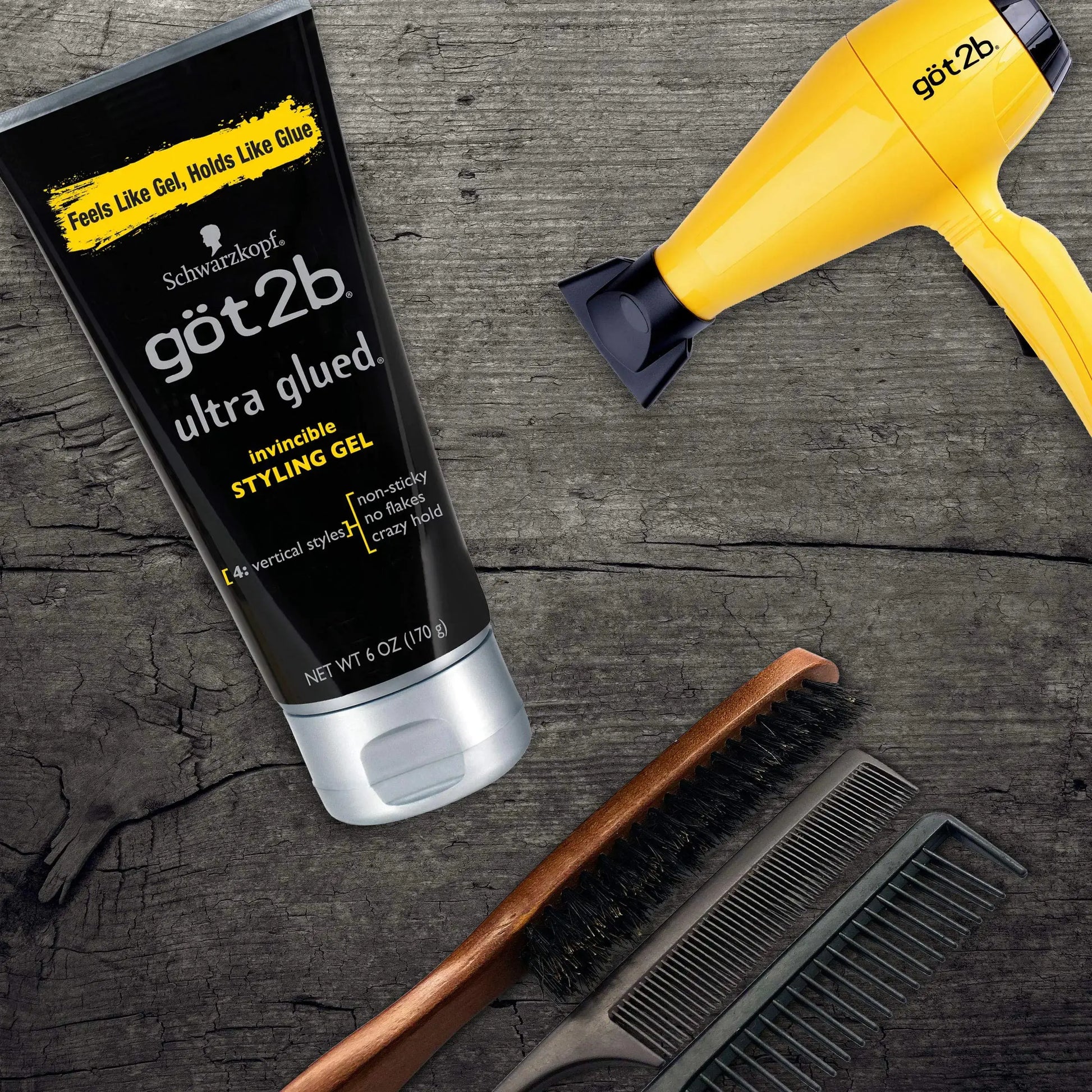 Got2B Ultra Glued Invincible Styling Gel 2 - 6 oz tubes + 1 Travel 1.25 oz tube Styling Gel + Travel 1 Fl Oz (Pack of 1)