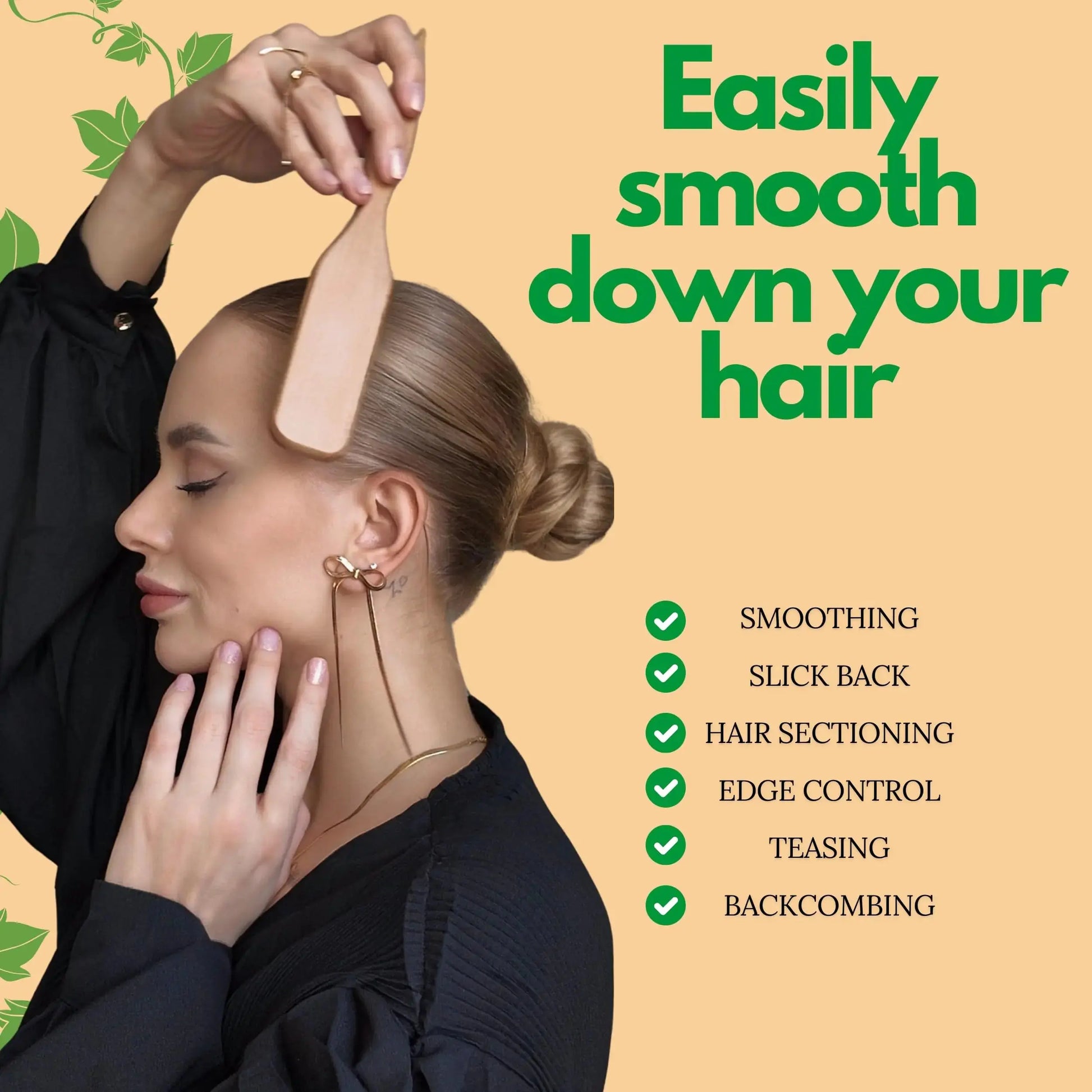 GranNaturals Boar Bristle Hair Brush – Sleek Styling & Edge Control
