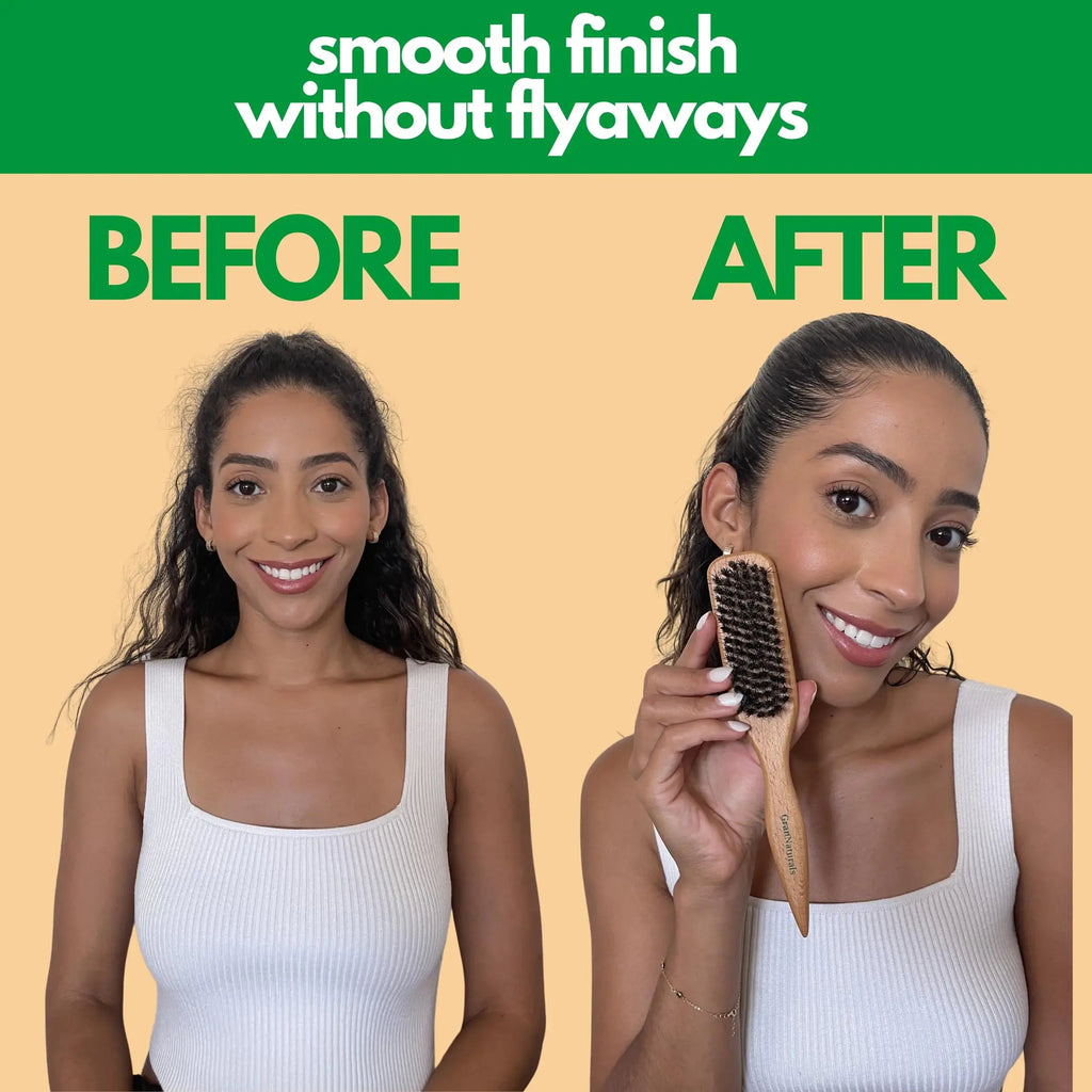 GranNaturals Boar Bristle Hair Brush – Sleek Styling & Edge Control