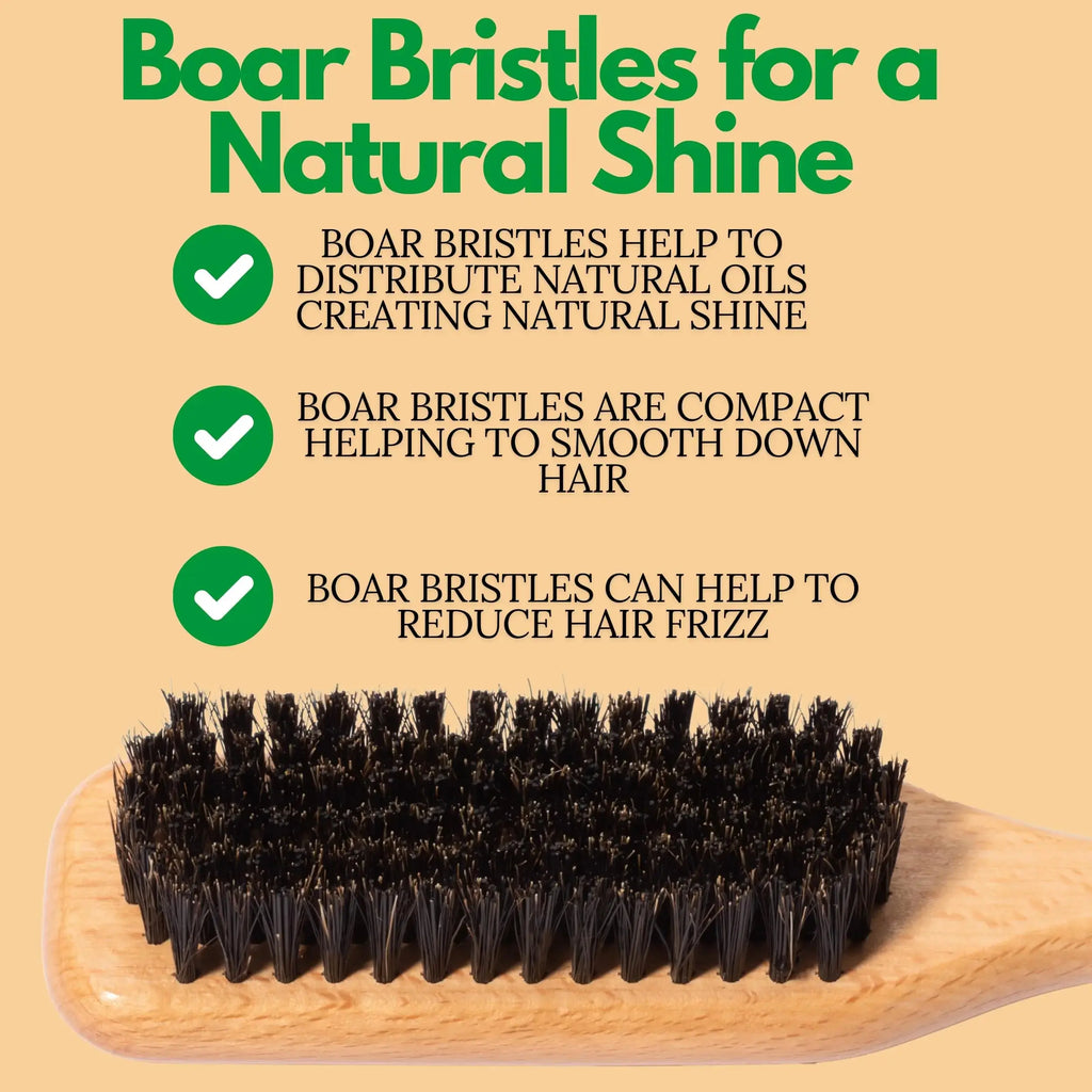GranNaturals Boar Bristle Hair Brush – Sleek Styling & Edge Control
