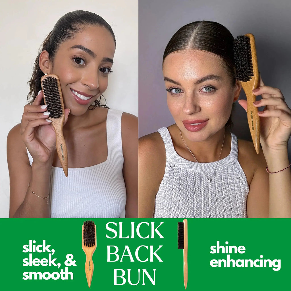 GranNaturals Boar Bristle Hair Brush – Sleek Styling & Edge Control