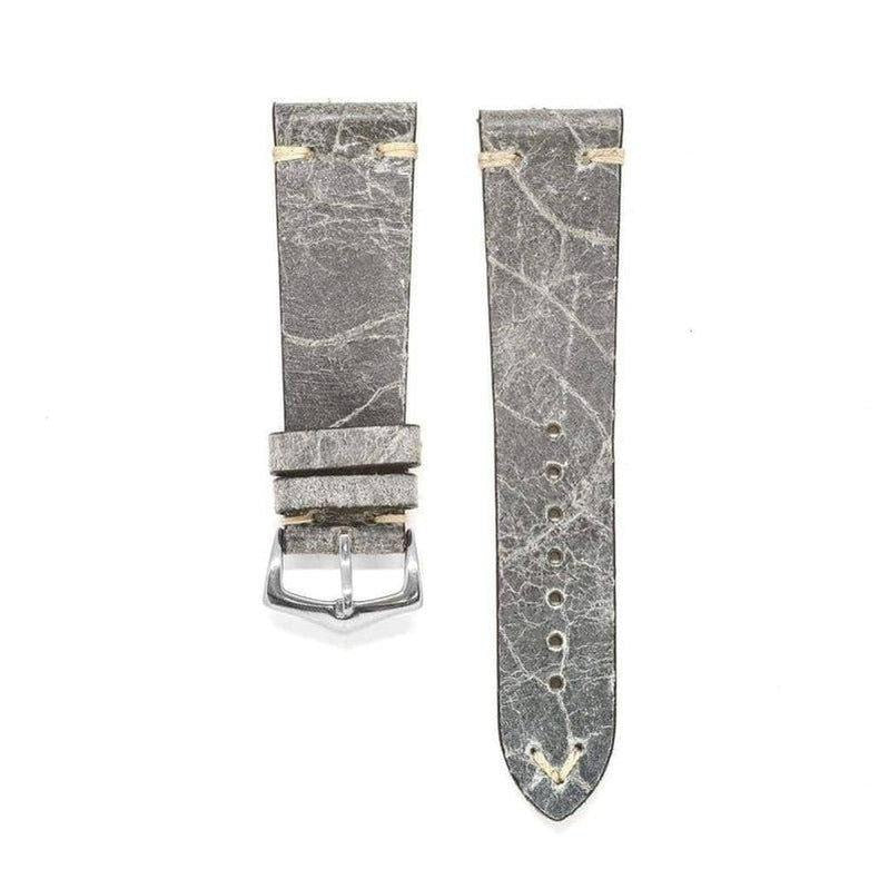 Grey Leather Vintage Watch Strap - Grey color
