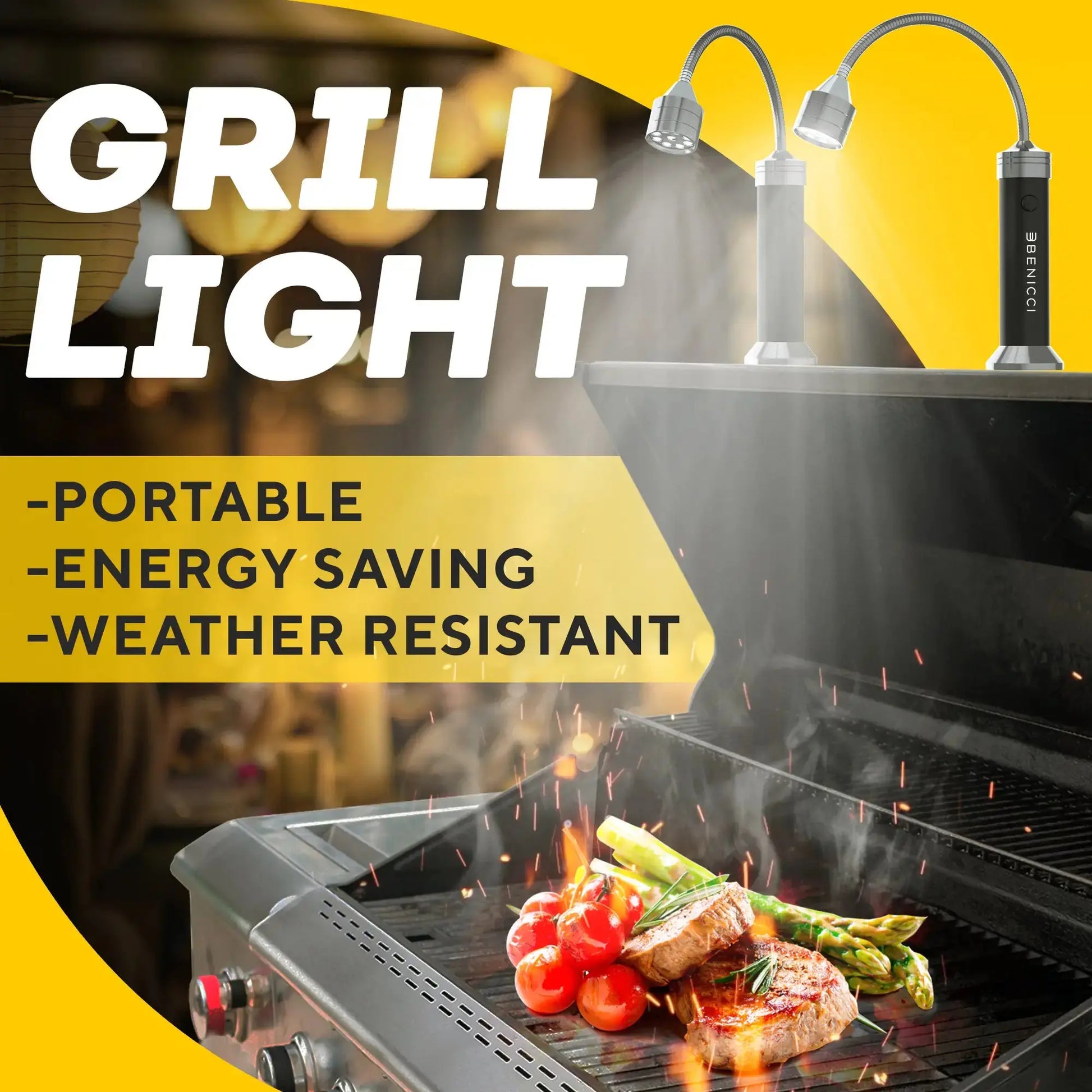 GrillGlow Magnetic LED Lights - Dual Flexible Grill Lighting