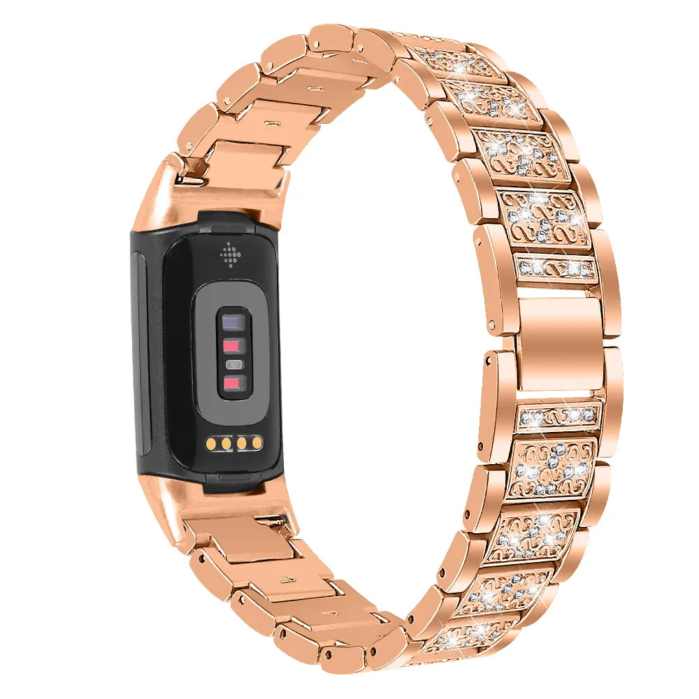 Fitbit Charge 6, 5, 4, 3 Metal Band Luxury Rhinestone Strap
