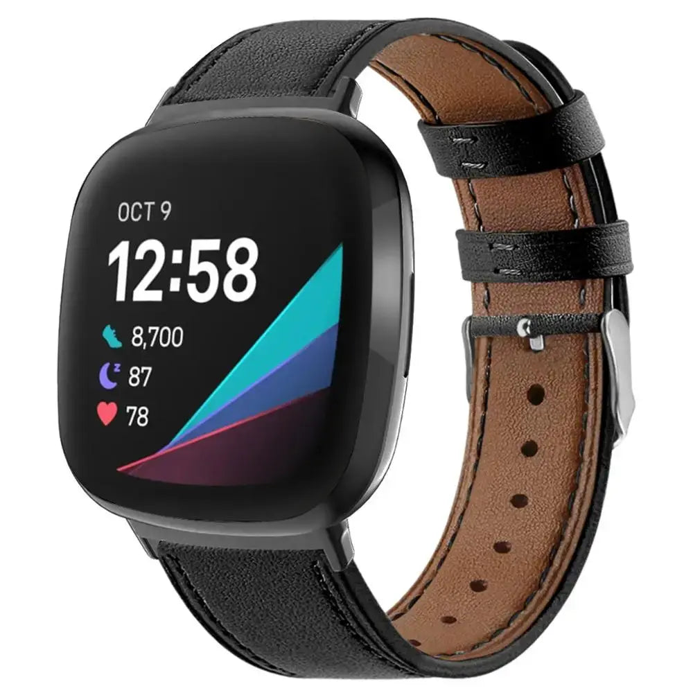 Fitbit Versa & Sense Leather Band - Durable Stylish Design