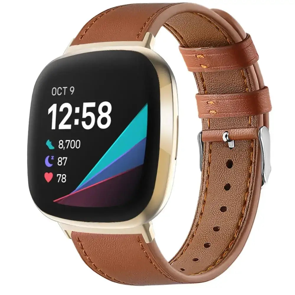 Fitbit Versa & Sense Leather Band - Durable Stylish Design