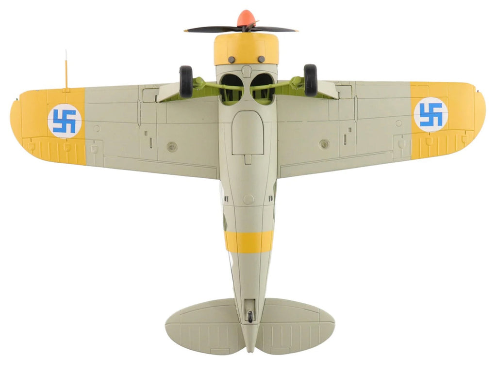 Brewster F2A Model 239 "Buffalo" Fighter Aircraft "BW364 LeLv 24 flown by Warrant Officer Ilmari Juutilainen" (1942) Finnish Air Force "Air Power Series" 1/48 Diecast Model by Hobby Master