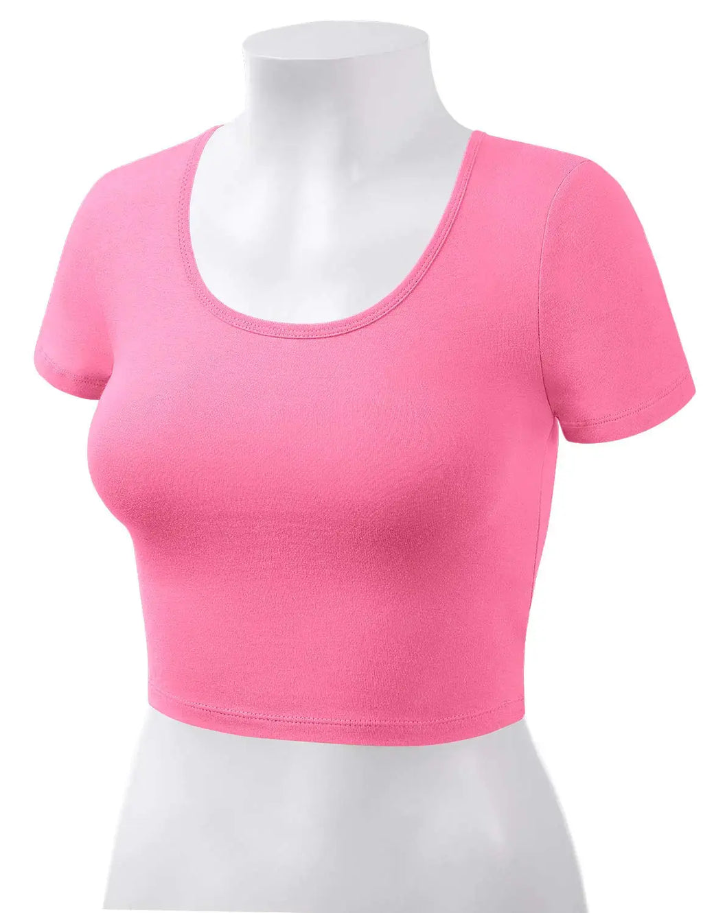 HATOPANTS Women's Cotton Basic Scoop Neck Crop Top | Short Sleeve Top