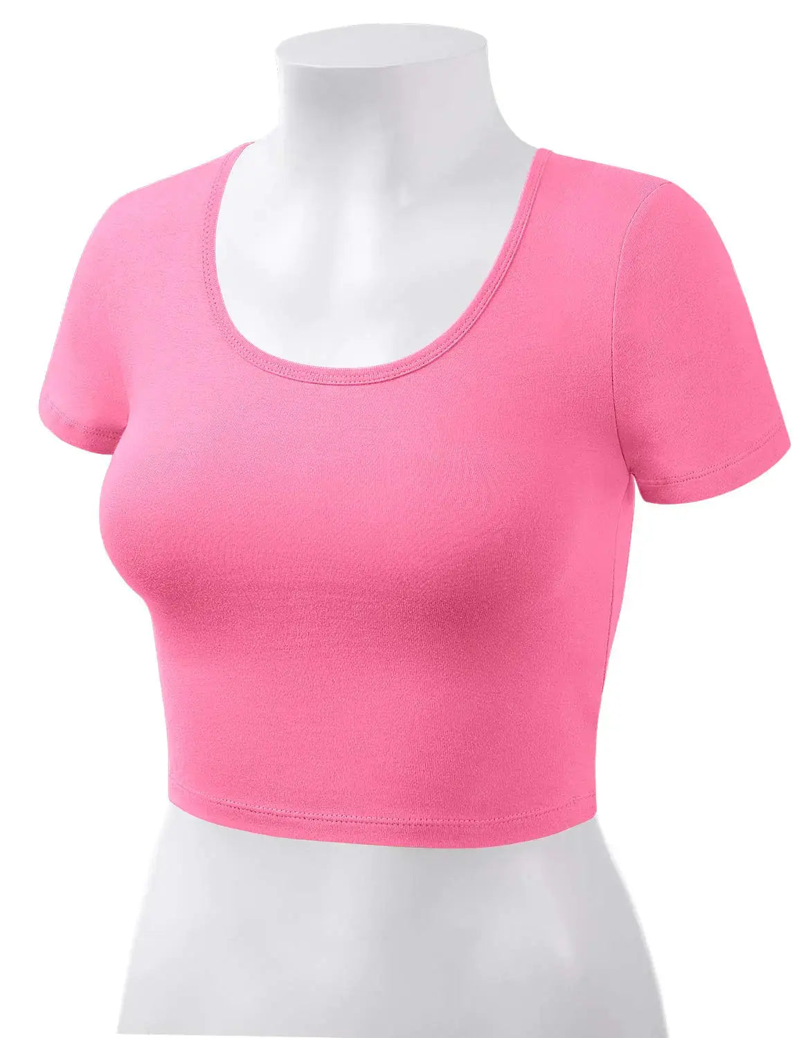 HATOPANTS Women's Cotton Basic Scoop Neck Crop Top | Short Sleeve Top