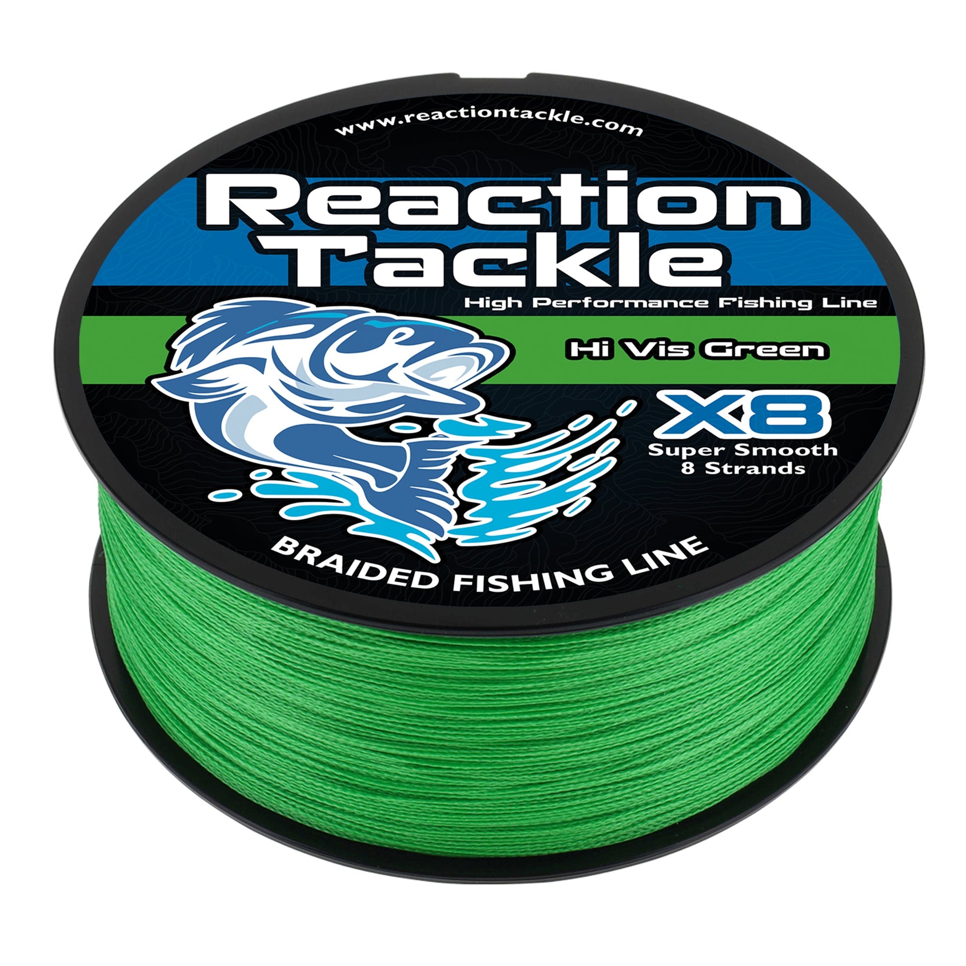 Reaction Tackle X8 Braided Fishing Line - Hi Vis Green 8 Strand